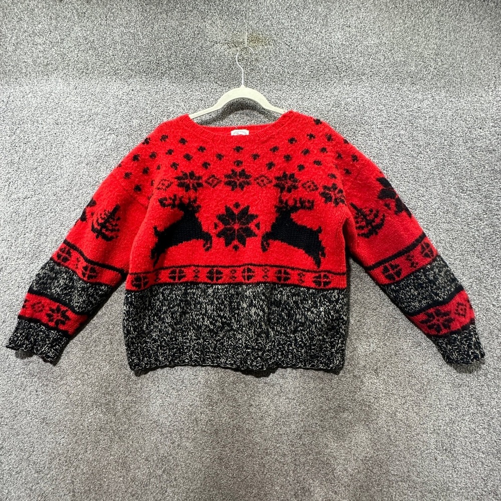 Marsh landing Hand Knit 100% Shetland Wool Fair Isle Knit Sweater Large